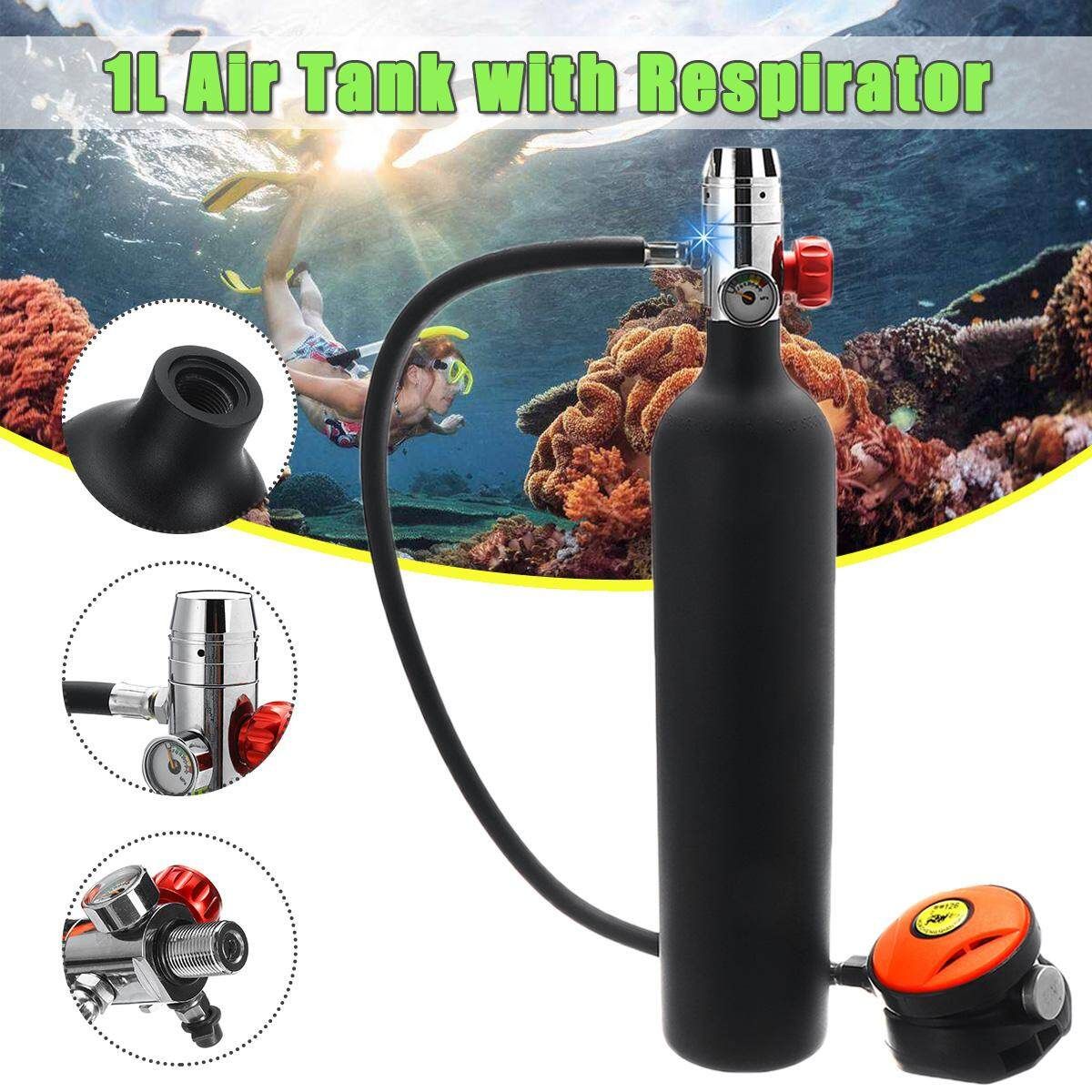 Diving Equirpment 0.5/1.0L Underwater Oxygen Spare Tank Air Cylinder +Valve Black