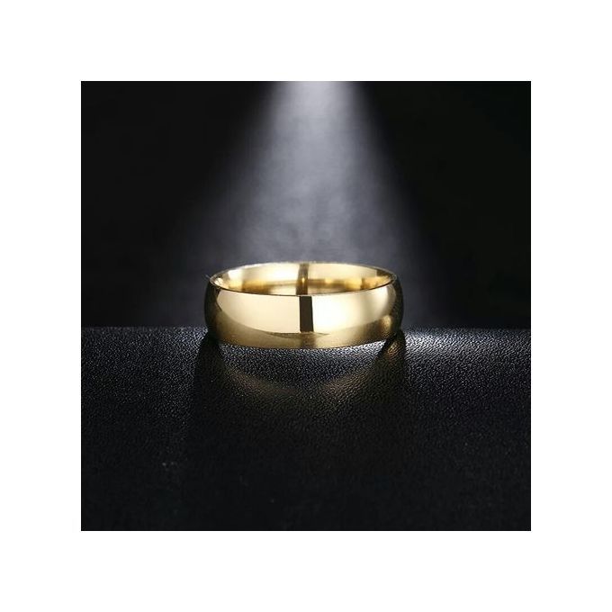 Never Fading Gold Color 6mm Brand Rings For Women Men Wedding Lovers Rings Gold Fine Jewelry