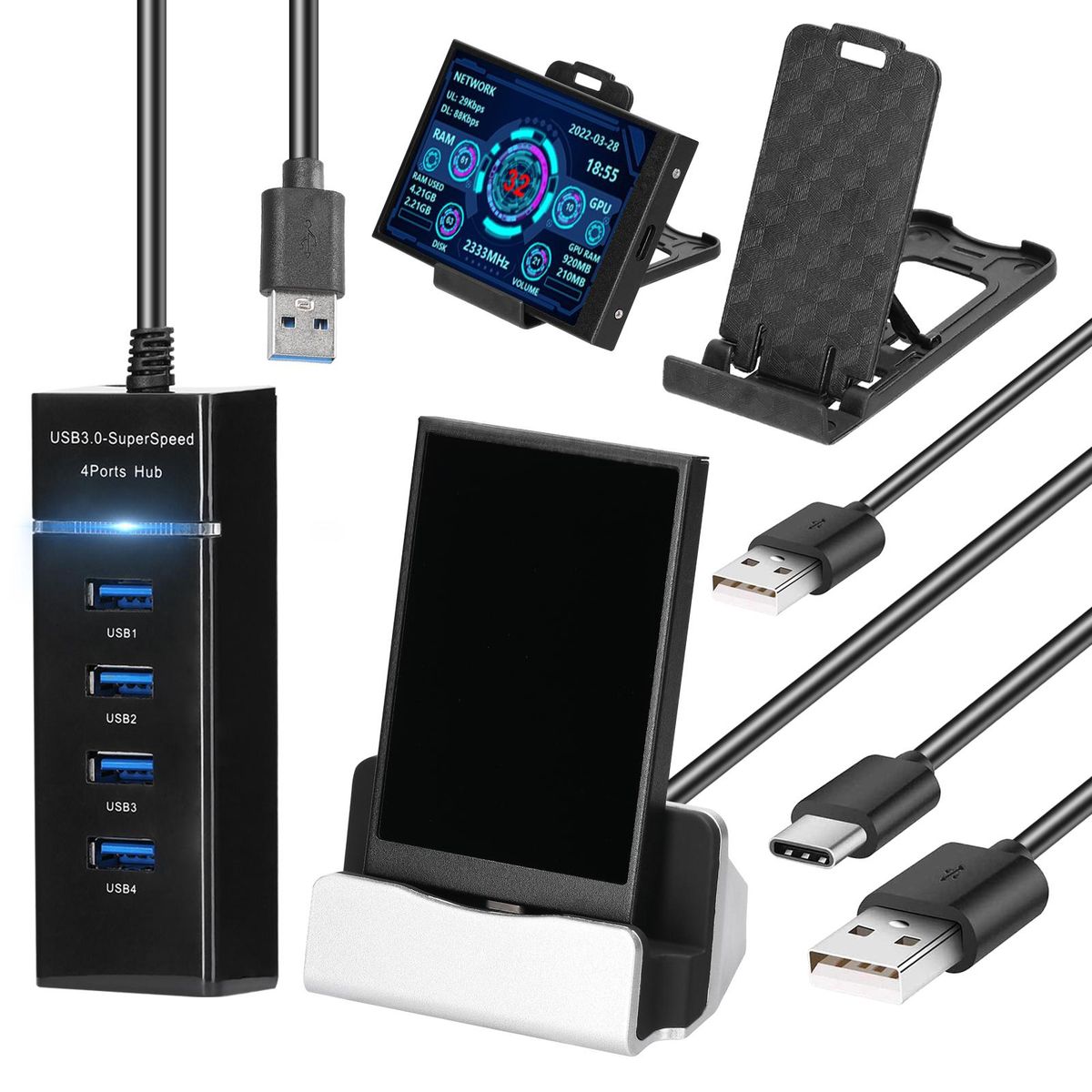 3.5 Inch IPS Display Screen USB Secondary Screen Computers CPU GPU RAM HDD Monitor Time Date Display Horizontal Vertical Screen Switch