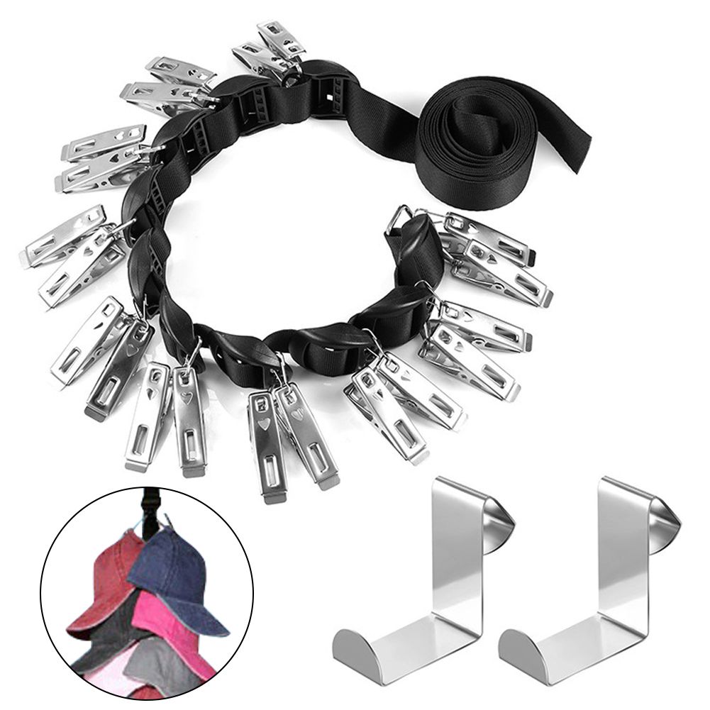 Door Hanging Storage Chain Cap Organizer With 20 Clips