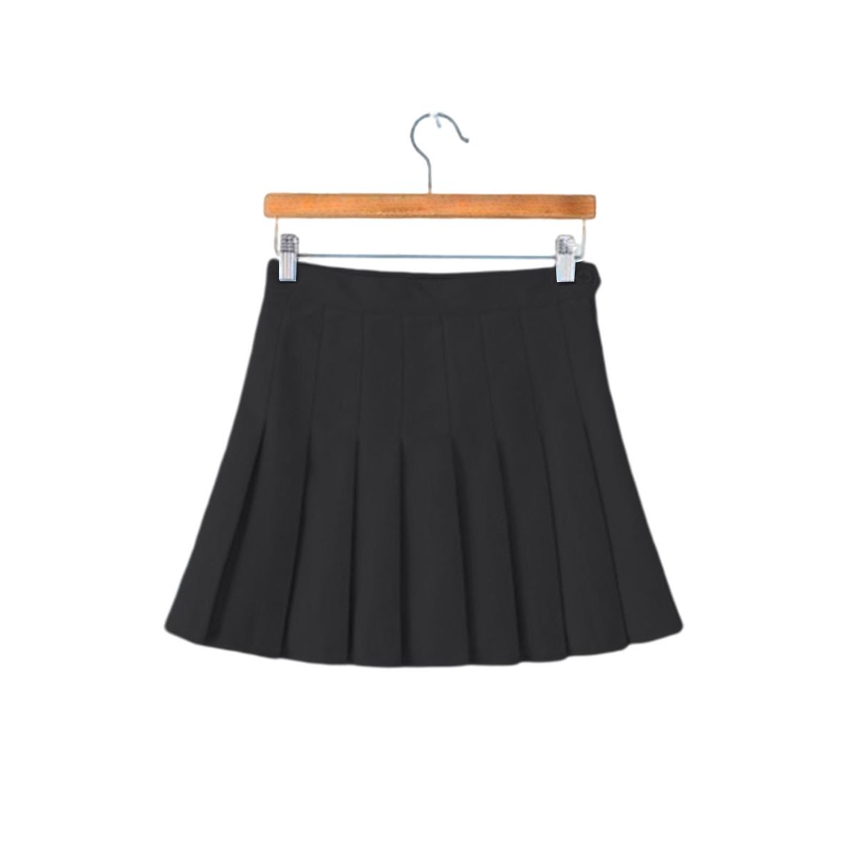 Plain Pleated Skirt Women Comfortable High Waisted Black