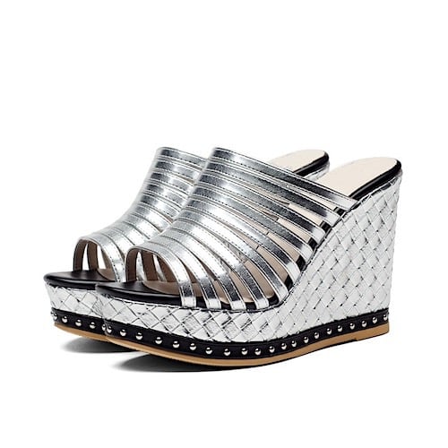 Zora Leather Slippers - Silver