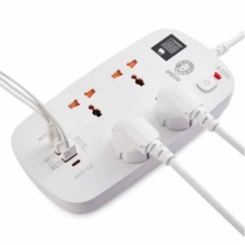 Green 4 Multiport Smart Power Socket -3500w - 3m -2 Usb & 2 Usb-c Pd -40w