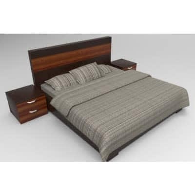 Adelia Series - 6 X 6 Feet Bedframe - Dark, Brown And Mansonia With 2 Bed Side