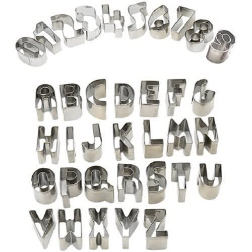 Set Of 36 Pieces Mini Alphabet And Number Cookie Cutters