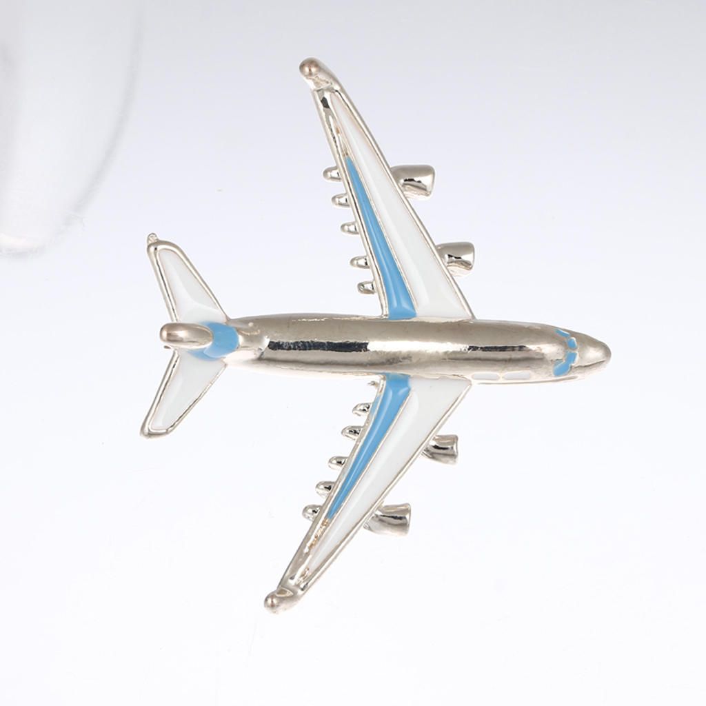 Women Men Jewelry Airplane  Brooch Fashion Corsage Collar Blue