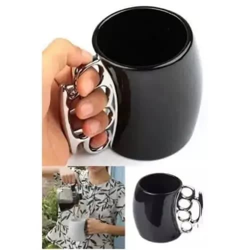 Fisticup Brass Knuckles Handle Fist Mug - Black