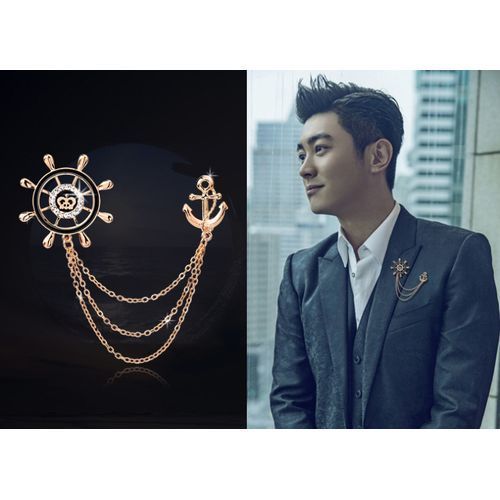 Men's Brooch Navy Rudder Suit Retro Collar Pin
