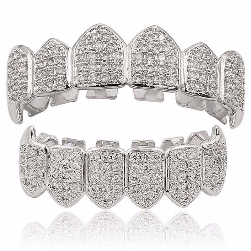 Silver Plated Top & Bottom Mouth Teeth Grills High Quality Silver