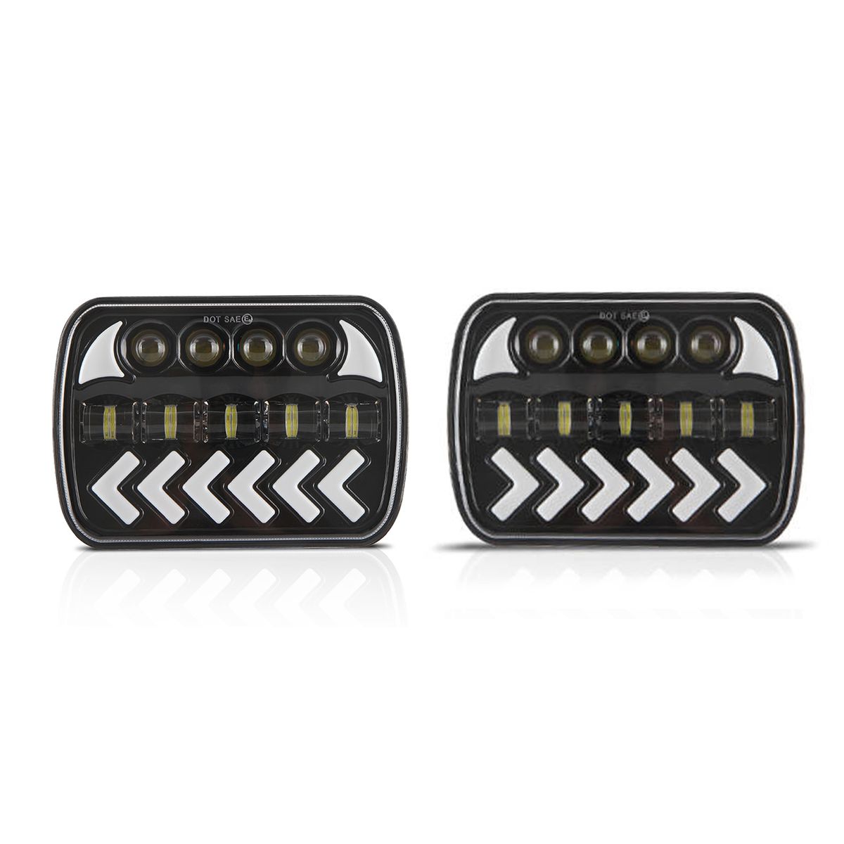 2 Pack Car LED Headlights 7inch Headlamp With White