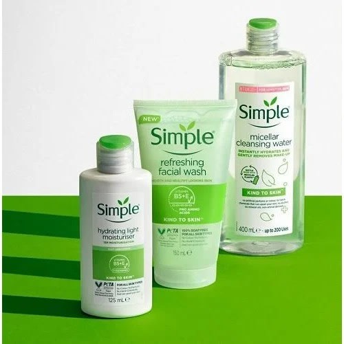 Simple Refreshing Facial Wash 150ml + Hydrating 125ml + Micellar Cleansing Water 400ml