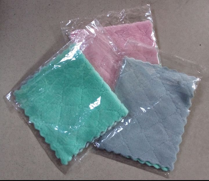 3PCS DOUBLE SIDED MICROFIBER THICK CLEANING TOWEL