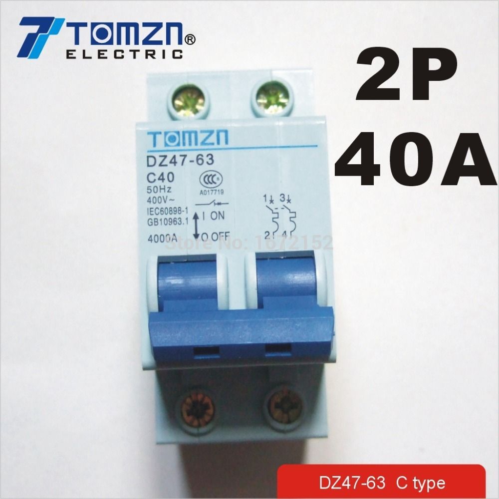 2P Breaker Circuit AC Ty 60HZ 40A 50HZ Breaker 400V~ MCB