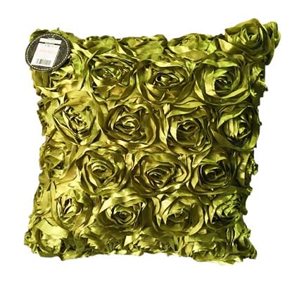 Throw Pillow - Ribbon Rose -Green