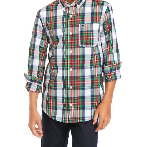 Boys Longsleeve Plaid Checkered Shirt By Crown&ivy Kids-white