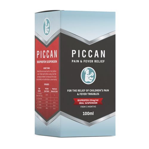 Piccan Ibuprofen Suspension 20mg/5ml Pain & Fever Relief