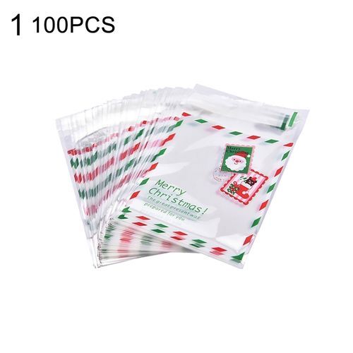 100Pcs Self-adhesive Christmas Cookie Candy Packaging Bag-1#