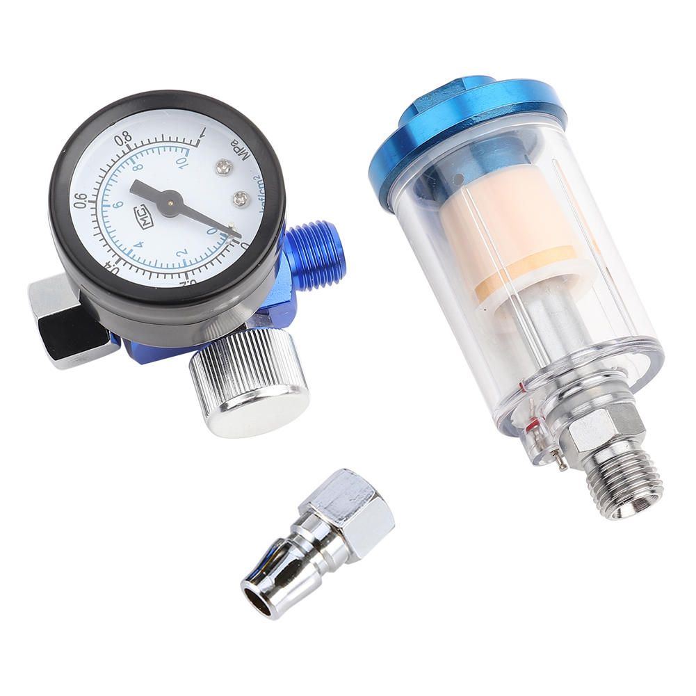 Spray Pneumatic Gun Air Regulator Gauge+ In‑line Oil Water