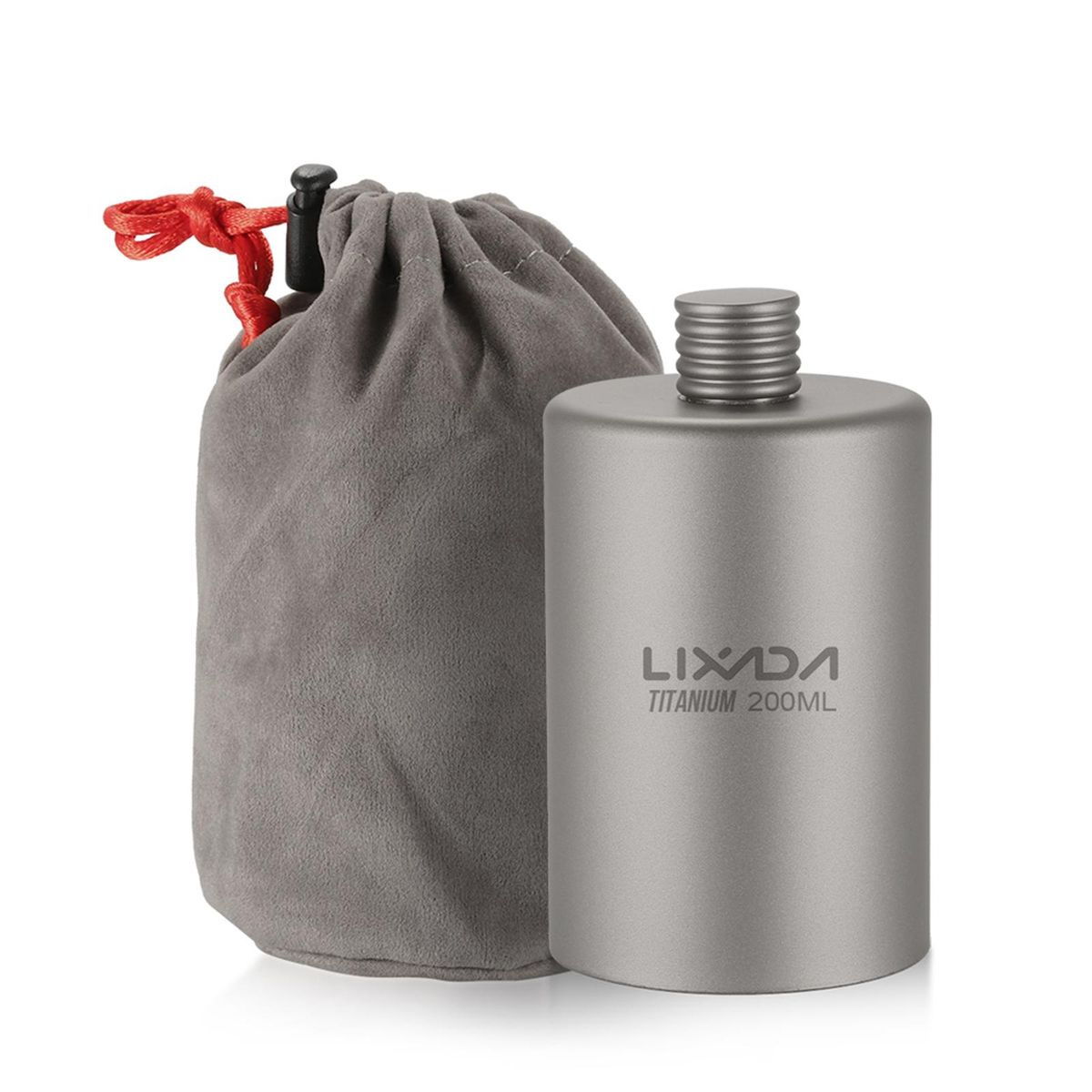 Lixada Titanium Wine Flask 200ml Lightweight Outdoor Portable Alcohol Drink Bottle Pot for Travel Camping Backpacking