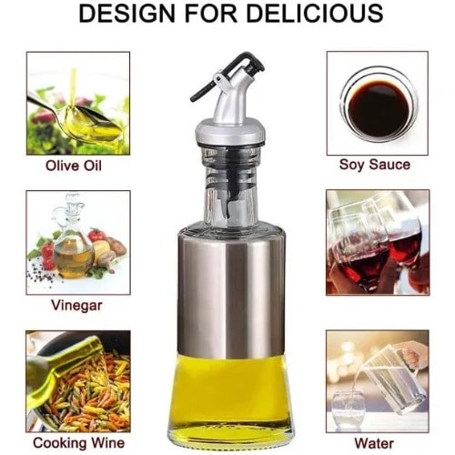 Glass Stainless Steel Oil And Vinegar Cruet - 7oz