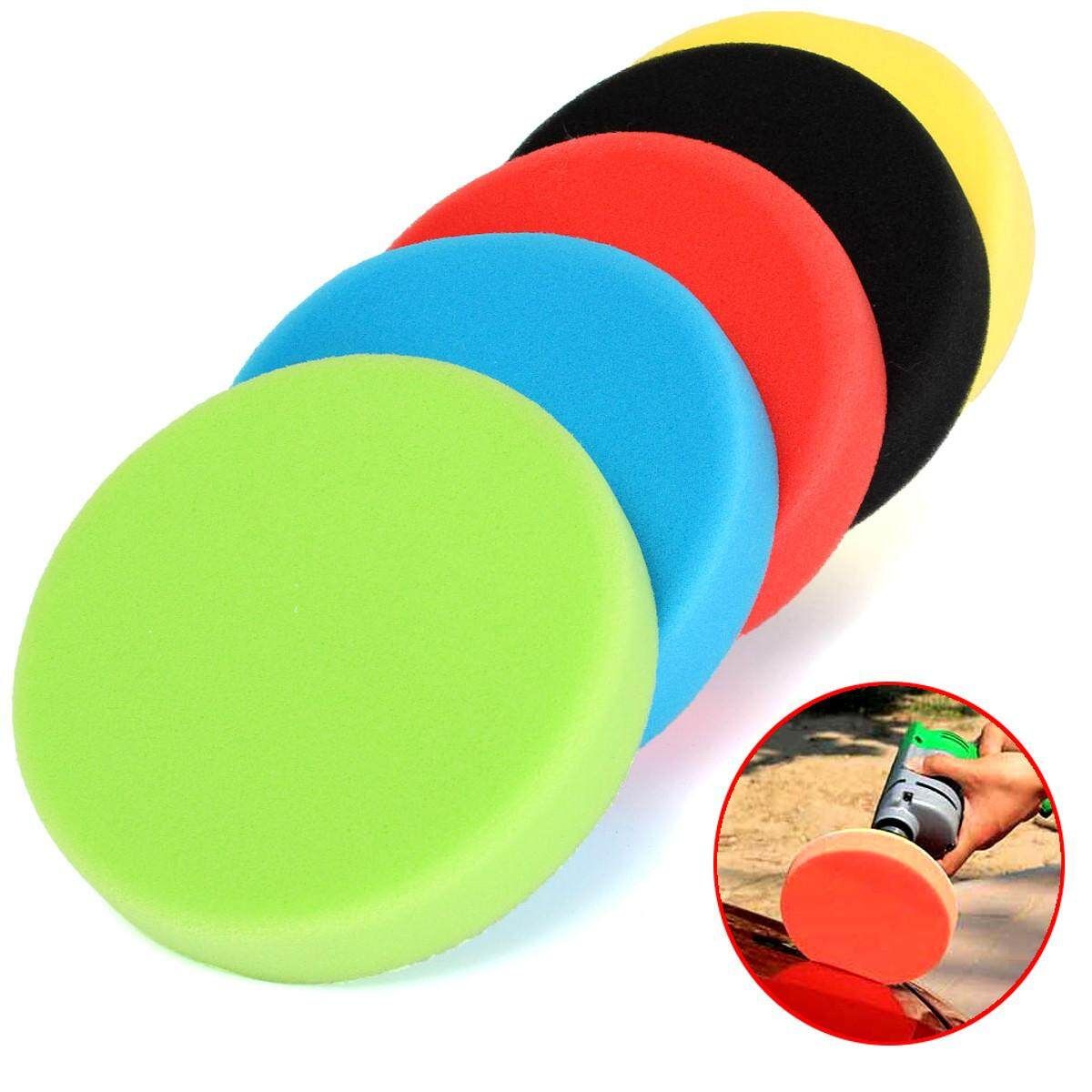 5Pcs 6 Inch (150mm) Flat Sponge Buff Pad Polishing Pad Kit For Car Polisher