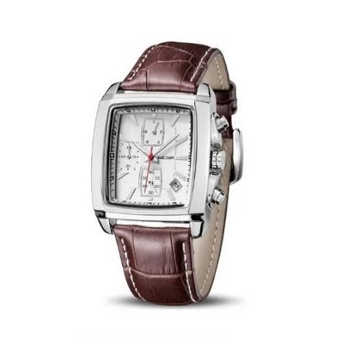 Men's Leather Chronograph Watch -  Brown