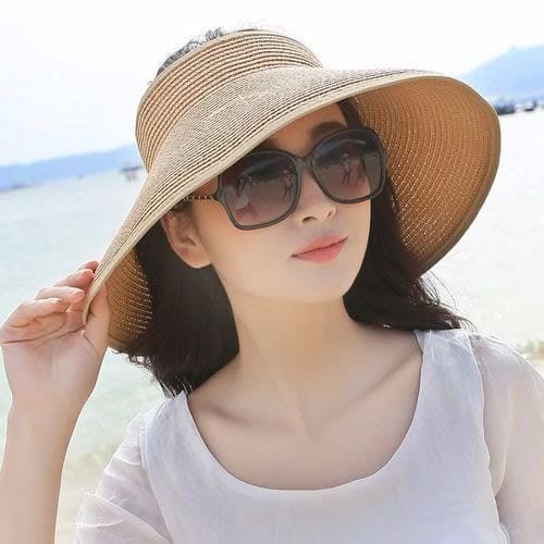 Spring Summer Straw Hat Visors Cap - Foldable