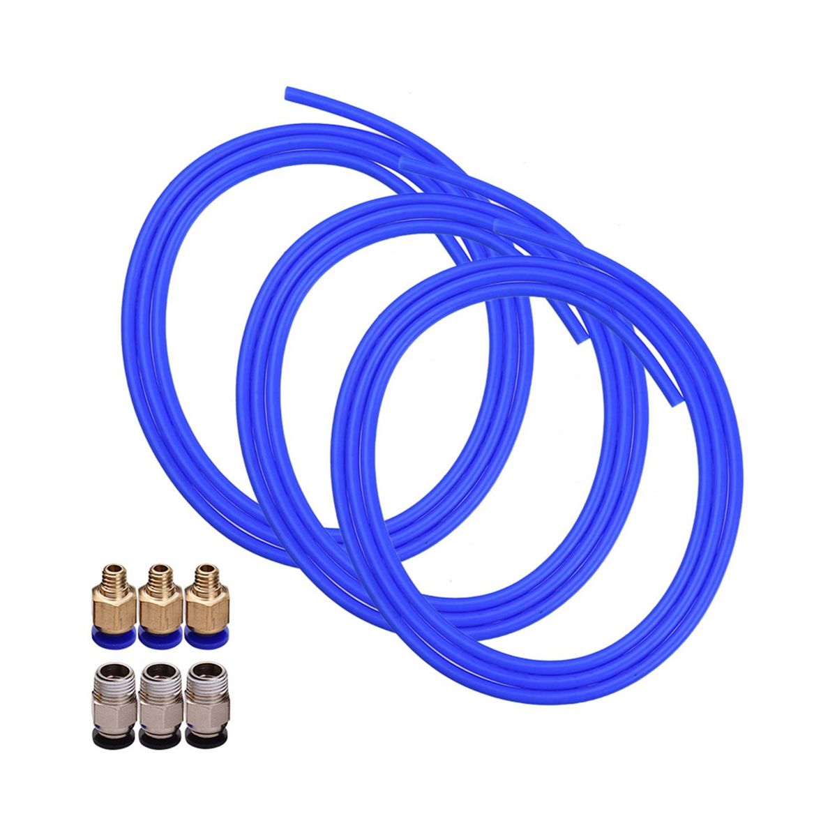 3pcs Blue PTFE Tube Hose Pipe 1 Meter with 3pcs PC4-M6 Pneumatic Fittings 3pcs PC4-01 Fittings Connectors for 3D Printer 1.75mm Filament