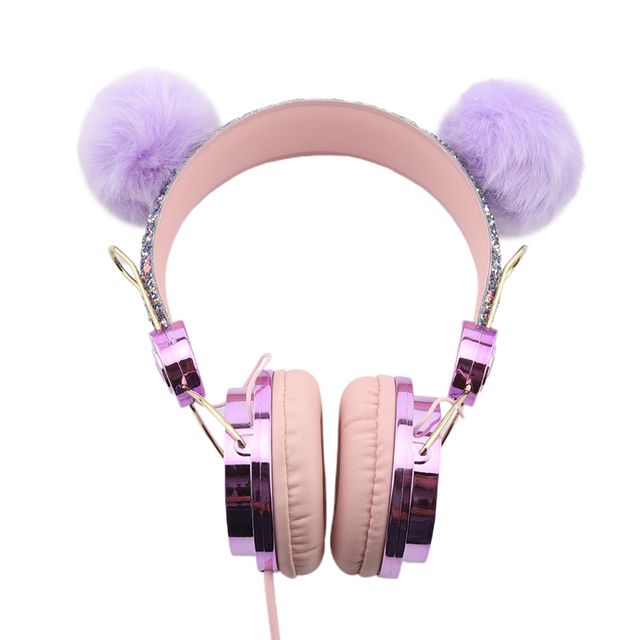 Pink Earbuds Cute Wired Headphone 3.5mm With Microphone Girls Music Earphone