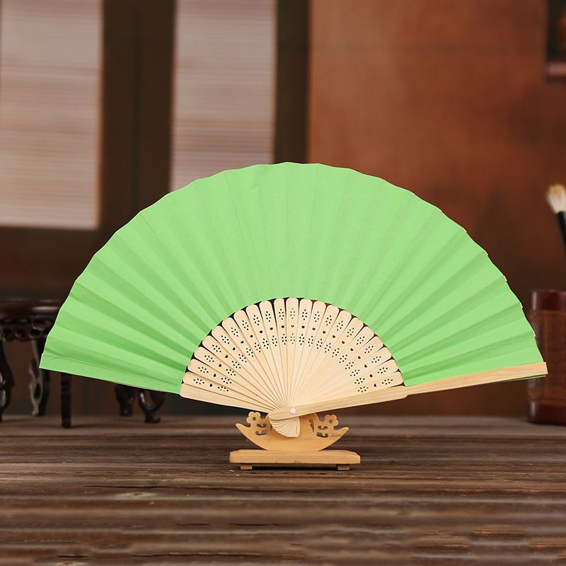 Color Party Handheld Paper Solid Gift Dance Wedding Fan Favors Chinese Nice Hand 10pcs Stage Prop Pattern Folding Elegant