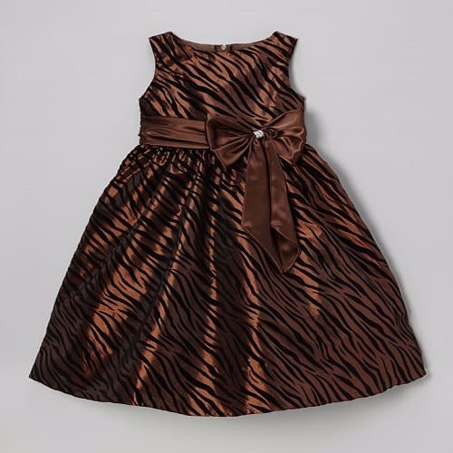 Zebra Girls Dress - Brown