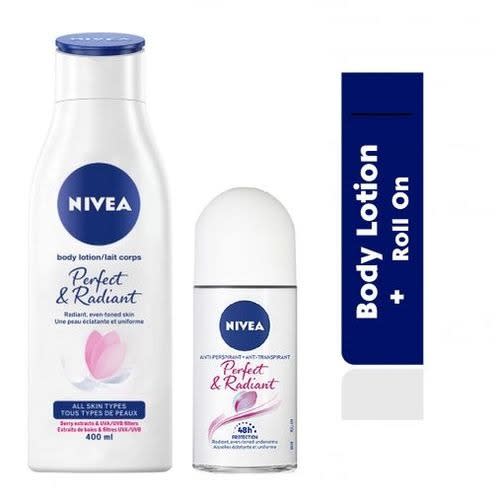 Nivea Perfect & Radiant 400ml Body Lotion + 50ml Roll-on