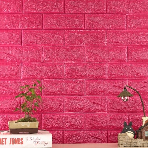 Self Adhesive Brick Wallpaper Sticker -Pink -70X77CM