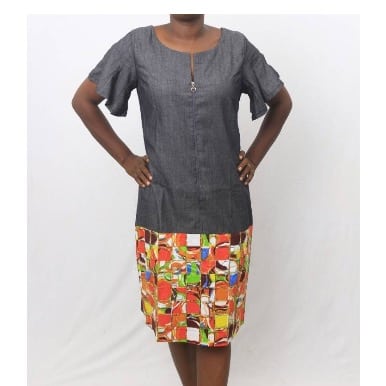 Ankara And Jeans Dress