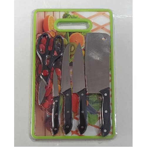 6-piece Knife And Chopping Board Set, Green