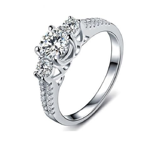 Cz Platinum Plated Engagement Ring - Silver.