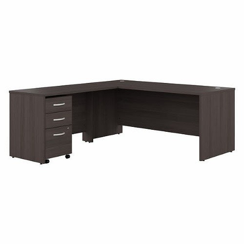 Sadia-l Shaped Desk With Drawers - Brown