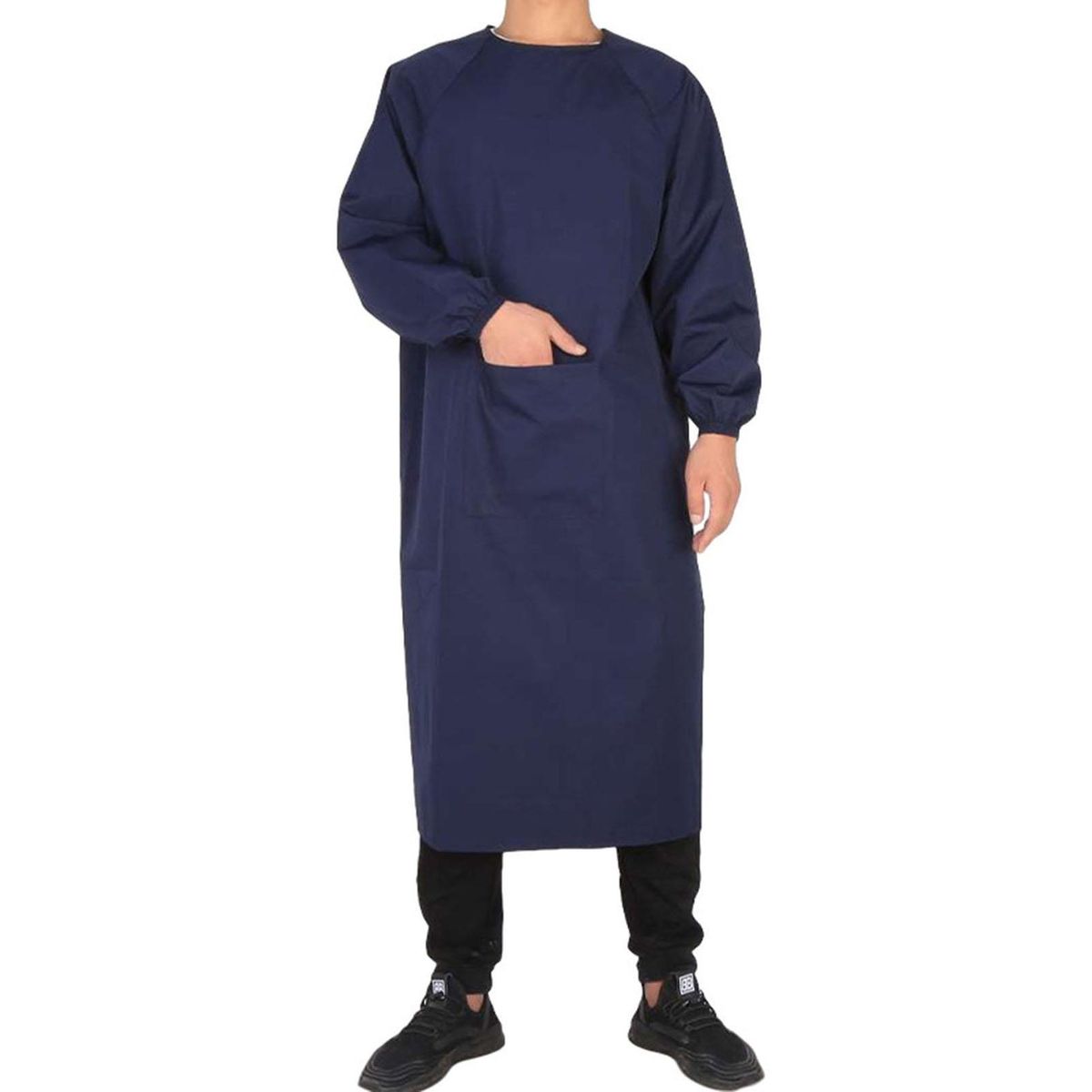 Waterproof Canvas Apron with Pockets Long Sleeves Ideal for Chefs Dark Blue