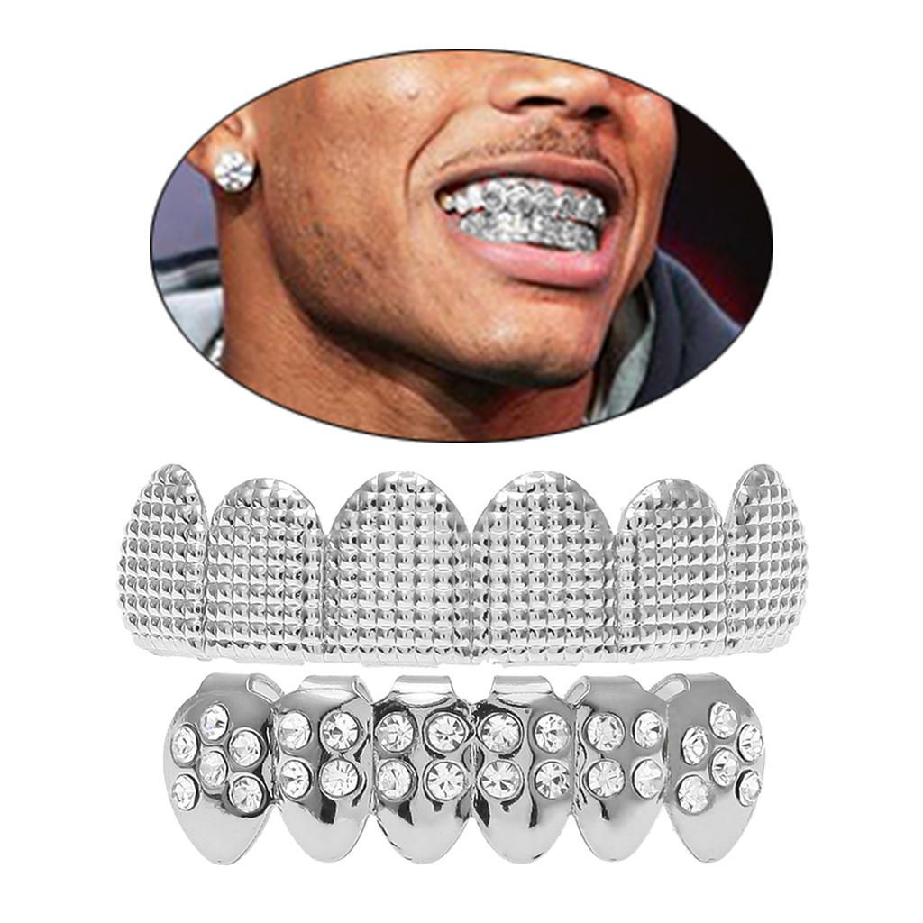Fashion Shining Hip-hop Rapper Mouth Caps Custom Teeth Grills Silver