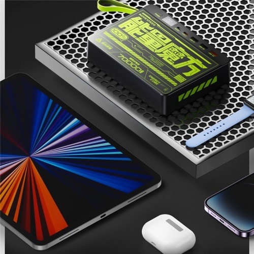 22.5w 3 Ports External Battery Fast Charge Powerbank - black - 25000mAh