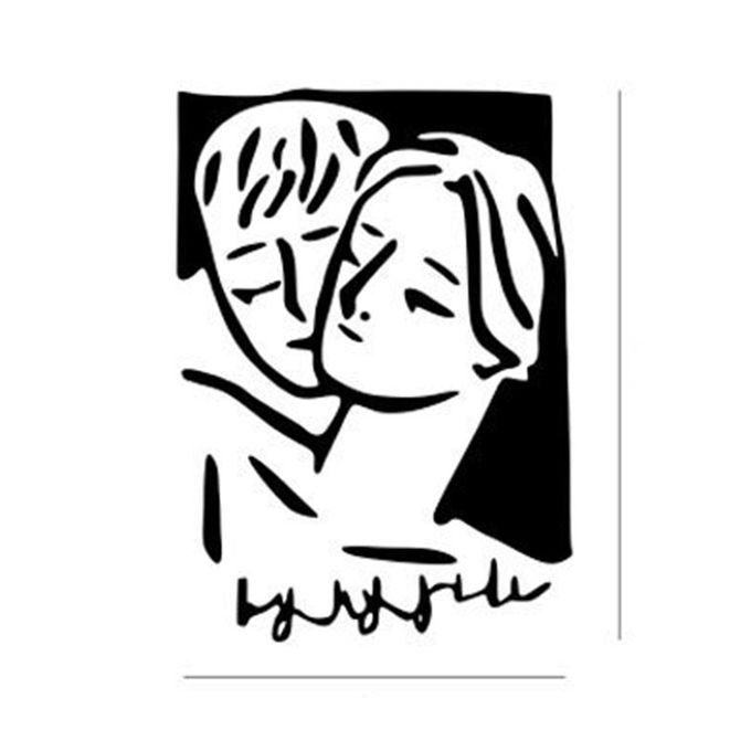 Ouple Hugging Ba Kground Wall Sti Ker Hallway De Or Art For Living Room-Black-S