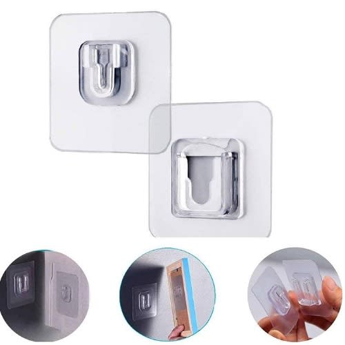 Double Sided Heavy Duty Adhesive Hook For Walls - 4 Sets