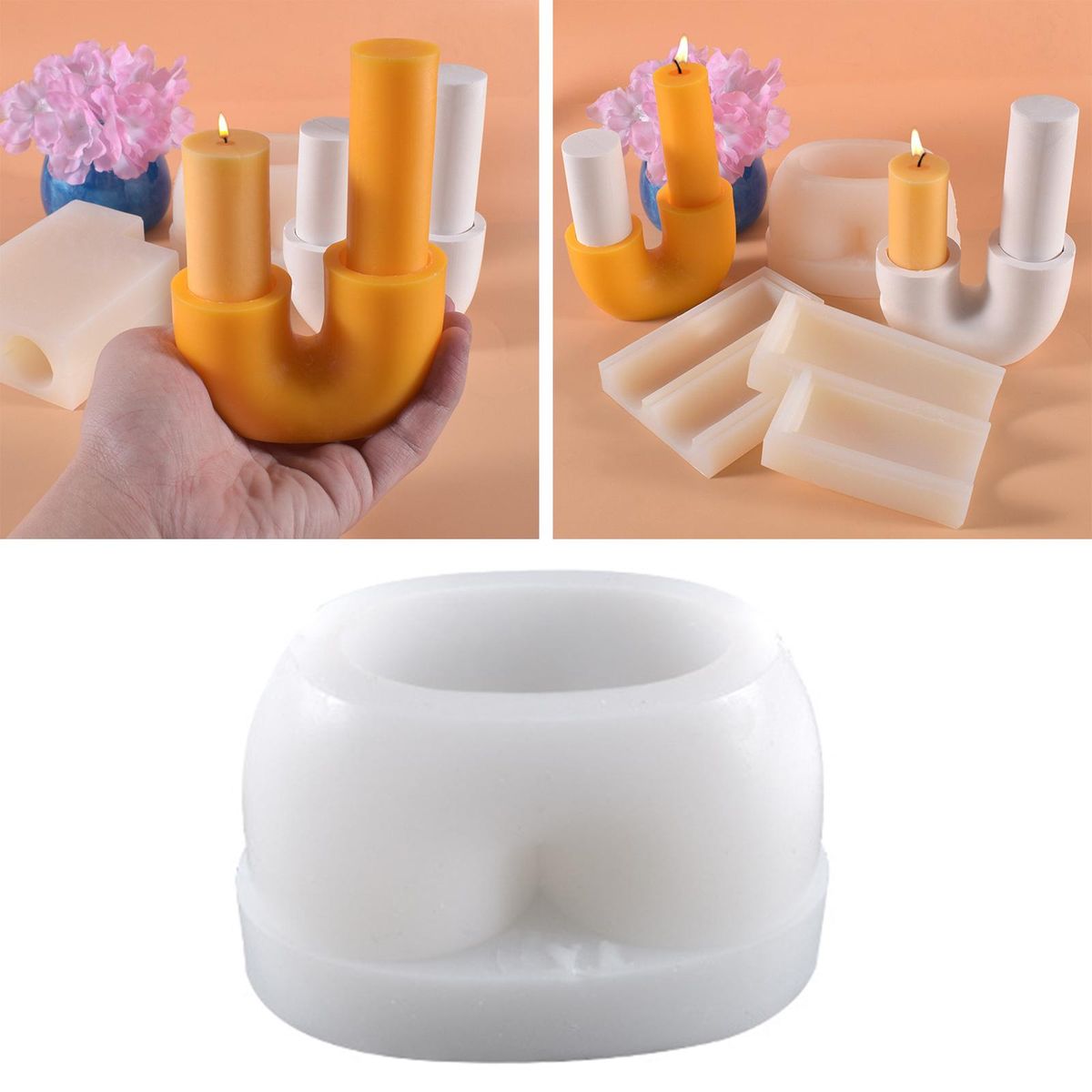 Silicone Pillar Supplies Clear Taper Wick Holder