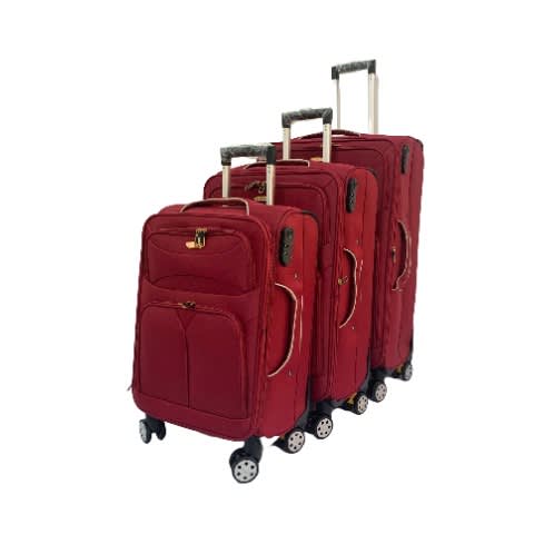 3set Wine Red Swiss Polo Polyester Travelling Luggage