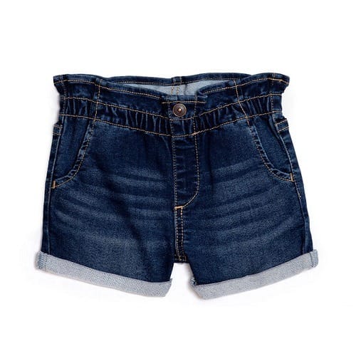Girls Papperbag Denim Shorts - Dark Blue Jeans