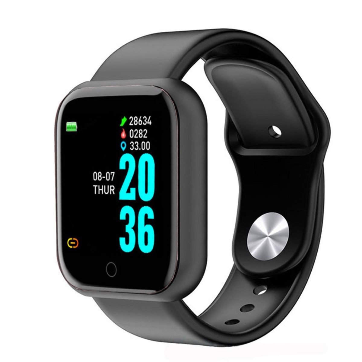 D20 Bluetooth Rechargeable Smart Watch Clock Calories-Black