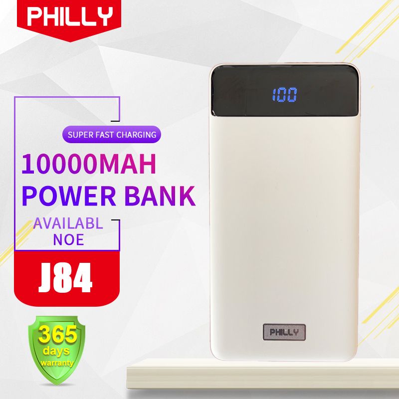 J84 White  10000 Mah Power-Bank Dual Fast Charging