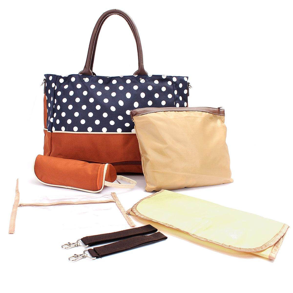 6PCS Baby Multi Function Changing Bag Diaper Nappy Shoulder Mummy Mother Bag HOT Blue