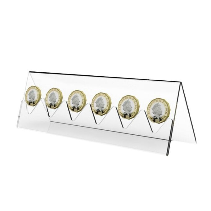 6-Slot Clear Acrylic Commemorative Coin Display Rack Holder-