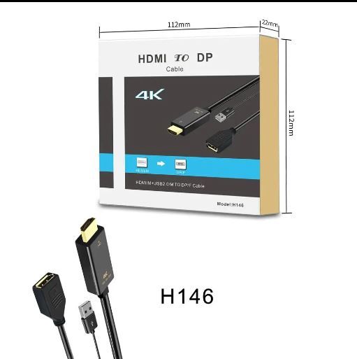 Hdmi To Display Port/Usb 4K Female Cable H146